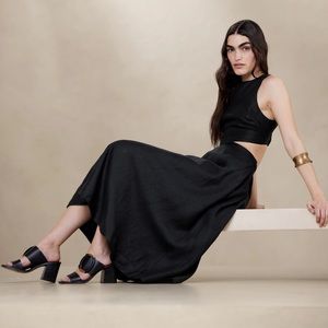 Banana Republic Lina Linen Cutout Midi Dress size 0